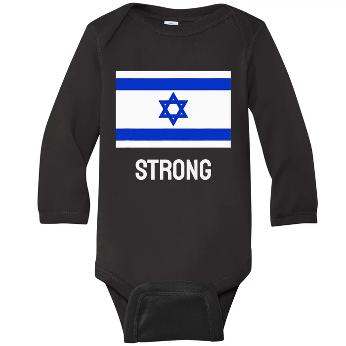 Israeli Strong Flag Vintage Made In Israel Baby Long Sleeve Bodysuit