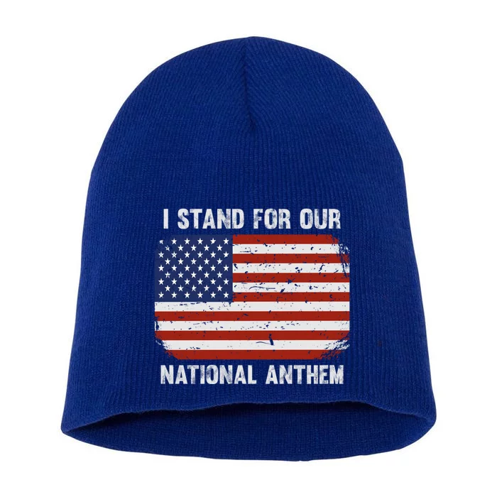 I Stand For Our National Anthem Usa Flag Conservative Gift Short Acrylic Beanie