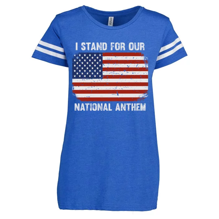 I Stand For Our National Anthem Usa Flag Conservative Gift Enza Ladies Jersey Football T-Shirt