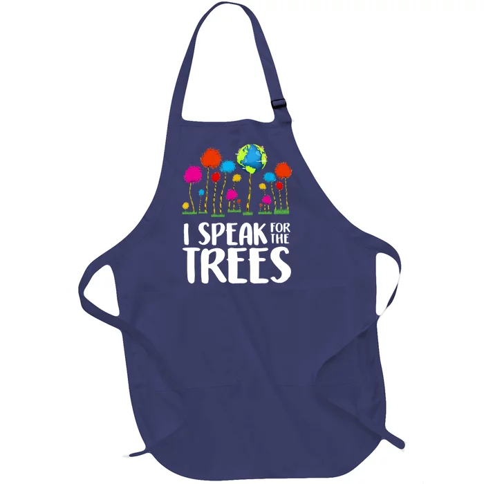 I Speak For The Trees Earth Day Full-Length Apron With Pocket