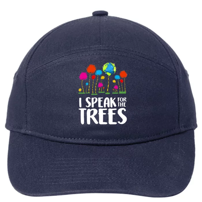 I Speak For The Trees Earth Day 7-Panel Snapback Hat