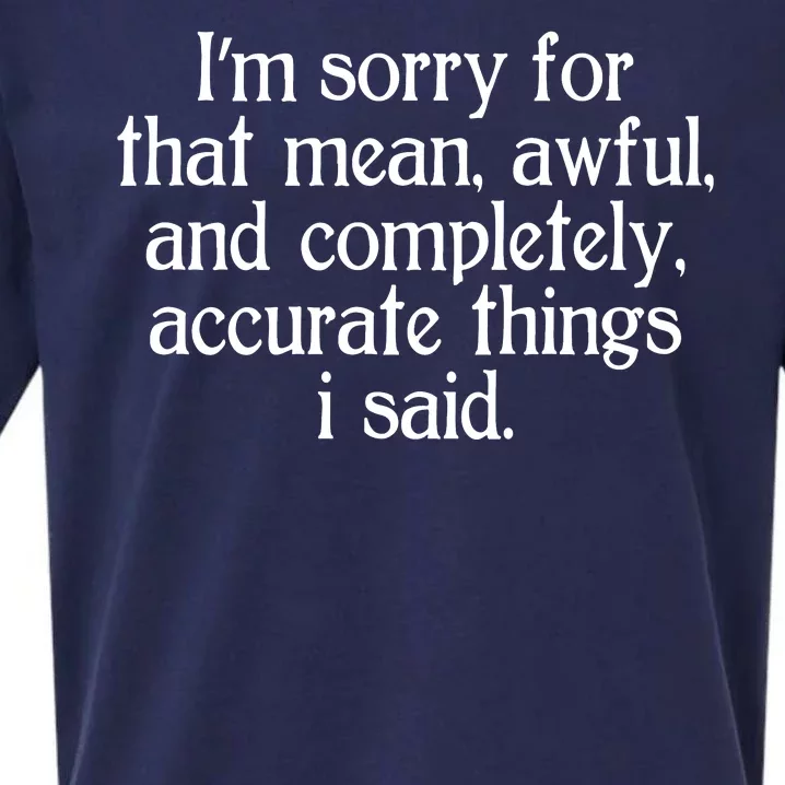 Im Sorry For That Mean Awful And Completely Accurate Things I Said Sueded Cloud Jersey T-Shirt