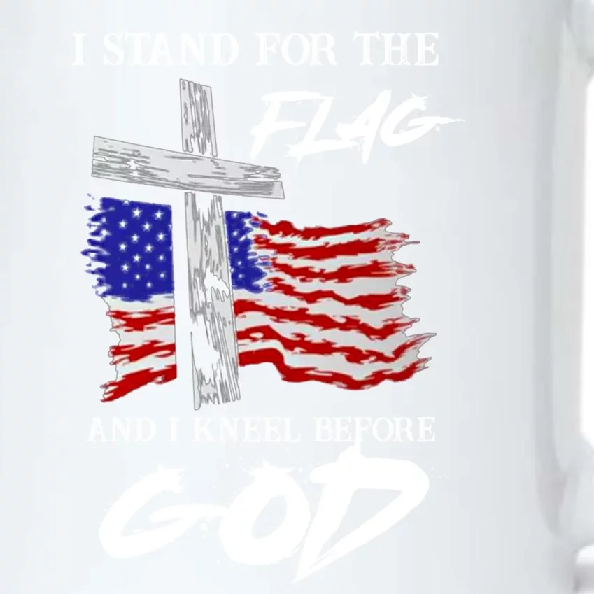 I Stand For The Flag And Kneel Before God America Flag Cross Gift Black Color Changing Mug