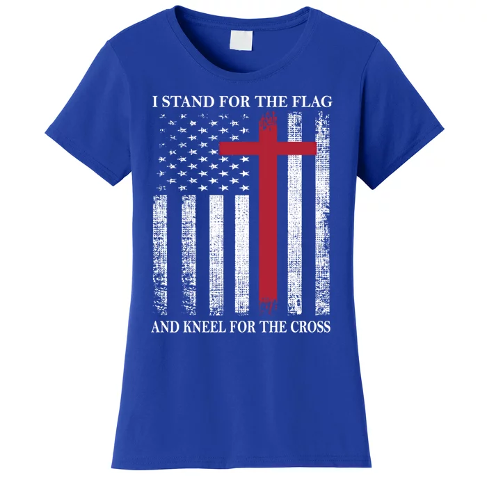 I Stand For The Flag And Kneel For The Cross American Flag Gift Women's T-Shirt