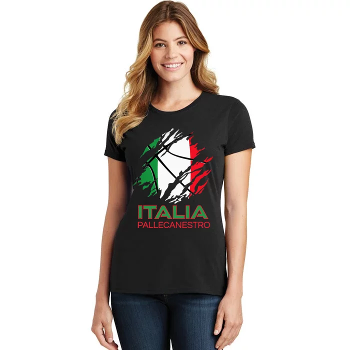 Italia Sports Fan Italian National Flag Art Italy Basketball Women's T-Shirt