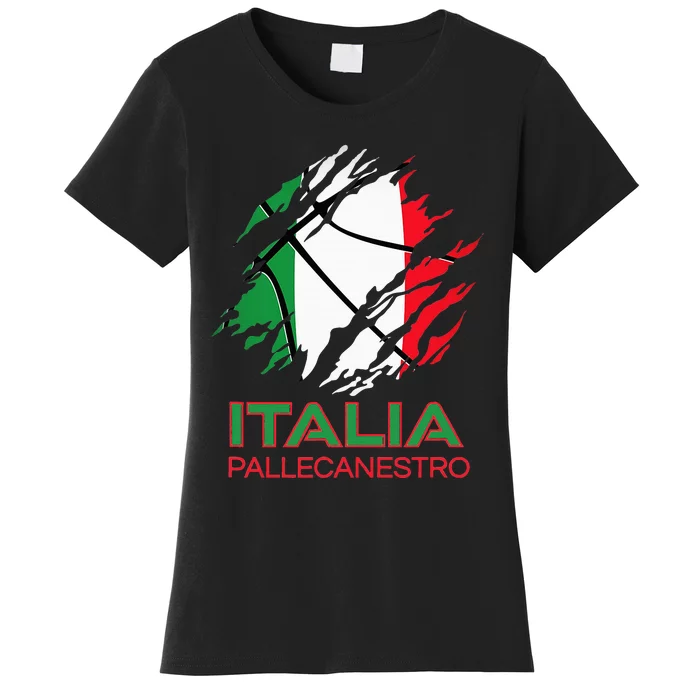 Italia Sports Fan Italian National Flag Art Italy Basketball Women's T-Shirt