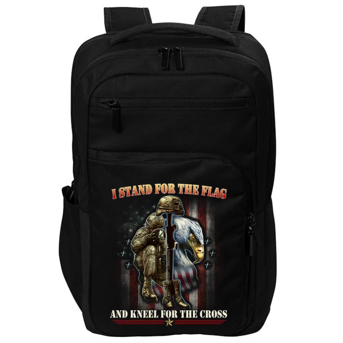 I Stand For The Flag And Kneel For The Cross Us Flag Veteran Cute Gift Impact Tech Backpack