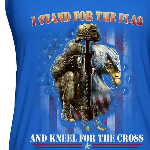 I Stand For The Flag And Kneel For The Cross Us Flag Veteran Cute Gift Ladies Essential Flowy Tank