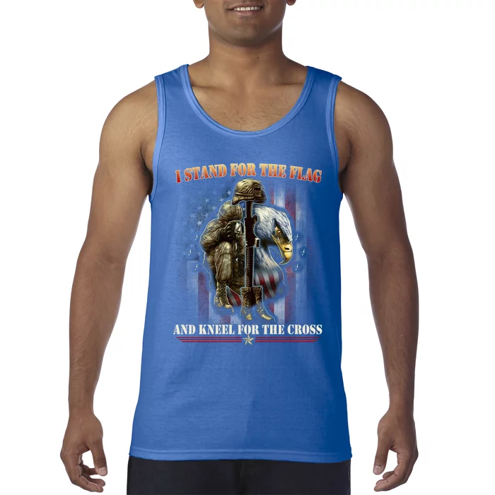 I Stand For The Flag And Kneel For The Cross Us Flag Veteran Cute Gift Tank Top