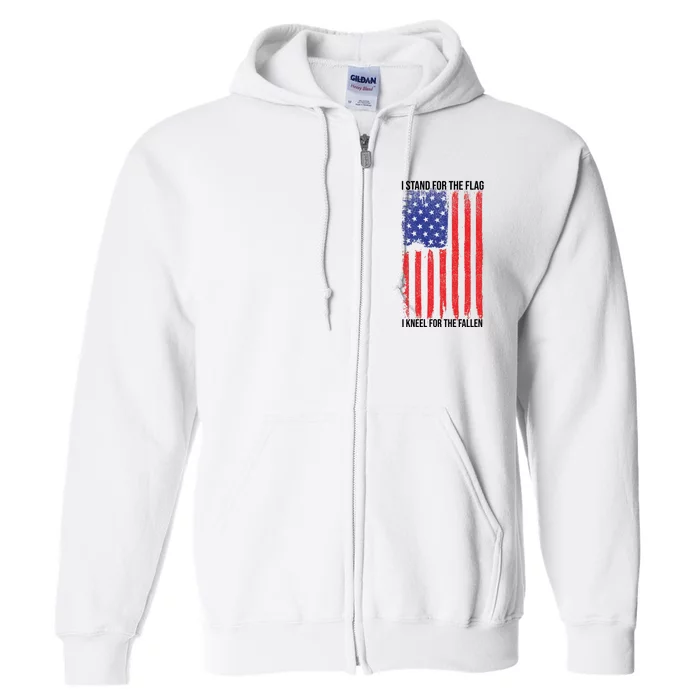 I Stand For The Flag I Kneel For The Fallen Usa Full Zip Hoodie