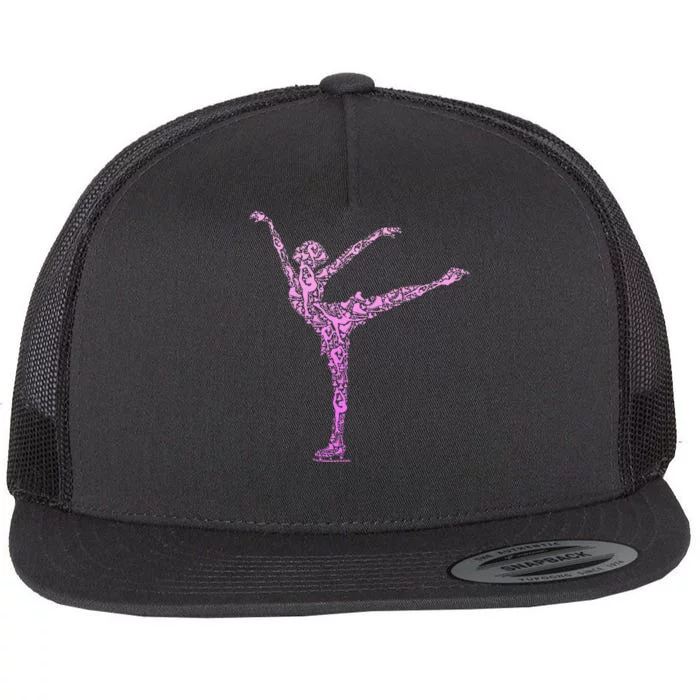 Ice Skating Figure Skater Flat Bill Trucker Hat