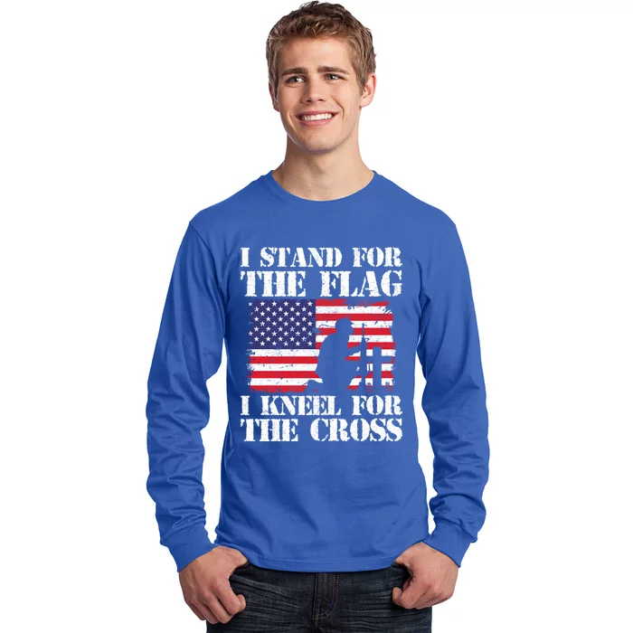 I Stand For The Flag I Kneel For The Cross 4th Of July Gift Long Sleeve Shirt