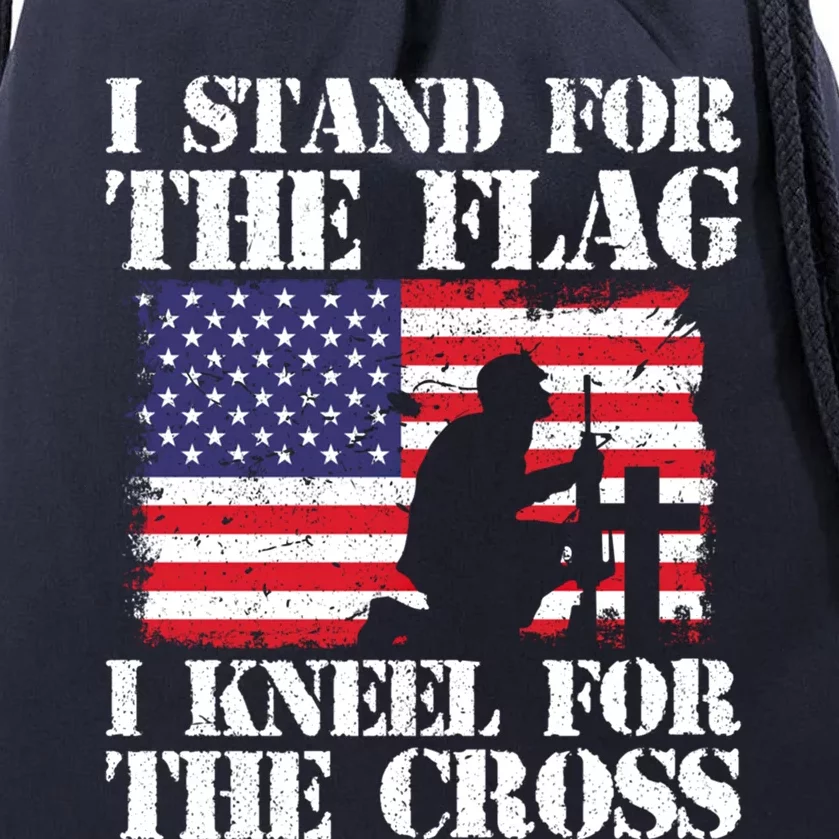 I Stand For The Flag I Kneel For The Cross 4th Of July Gift Drawstring Bag