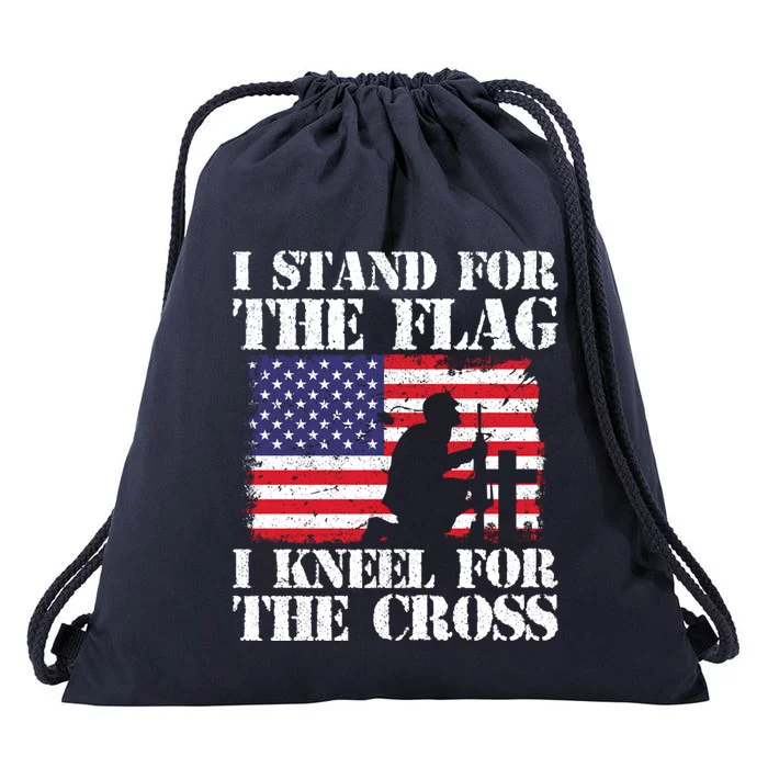 I Stand For The Flag I Kneel For The Cross 4th Of July Gift Drawstring Bag