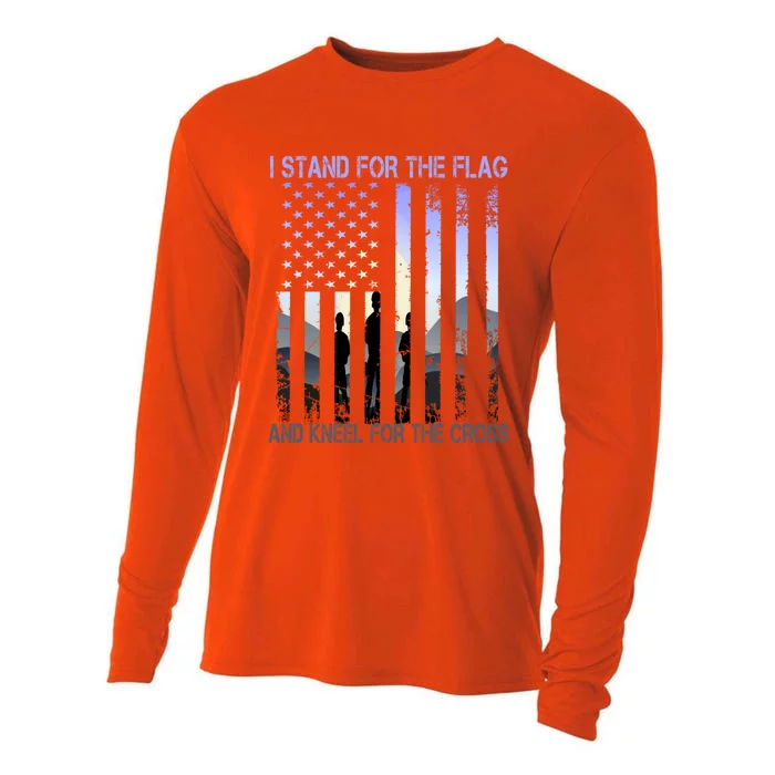 I Stand For The Flag And Kneel For The Cross Usa Tee Gift Cooling Performance Long Sleeve Crew