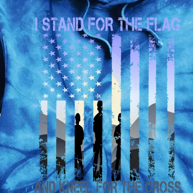 I Stand For The Flag And Kneel For The Cross Usa Tee Gift Tie Dye Hoodie