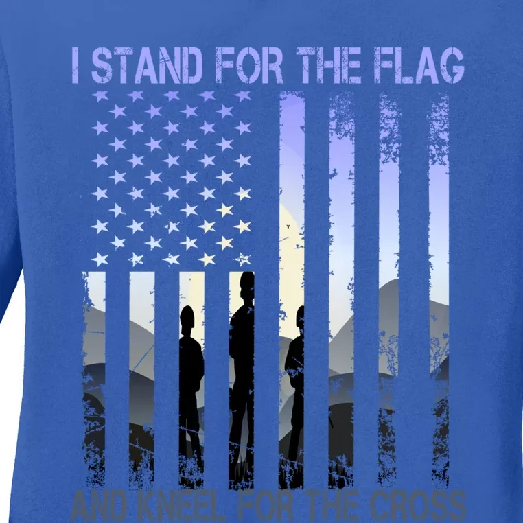 I Stand For The Flag And Kneel For The Cross Usa Tee Gift Ladies Long Sleeve Shirt