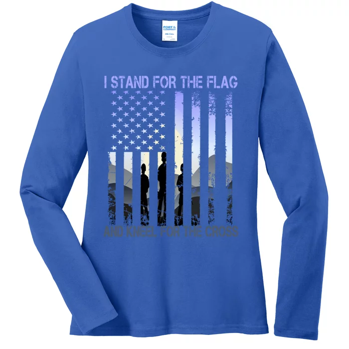 I Stand For The Flag And Kneel For The Cross Usa Tee Gift Ladies Long Sleeve Shirt