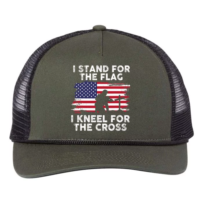 I Stand For The Flag Memorial Day Never Forget Veteran Retro Rope Trucker Hat Cap