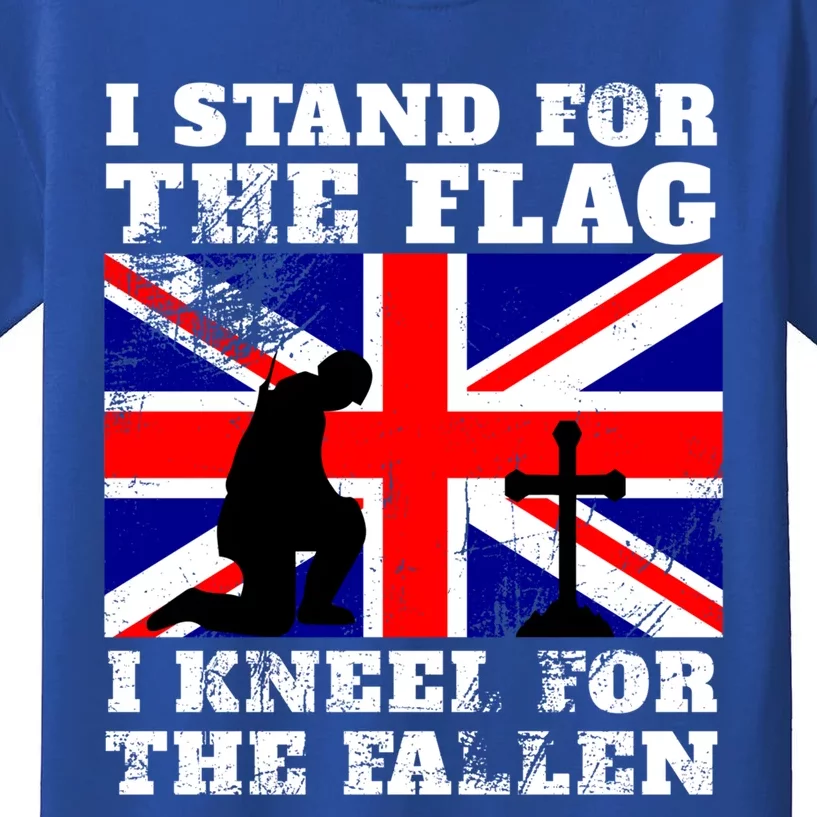 I Stand For The Flag I Kneel For The Fallen Union Jack Gift Kids T-Shirt