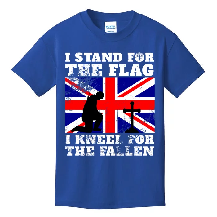 I Stand For The Flag I Kneel For The Fallen Union Jack Gift Kids T-Shirt