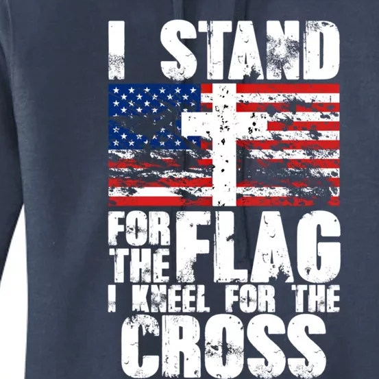 I Stand For The National Anthem Cross Us Flag Cute Gift Women's Pullover Hoodie