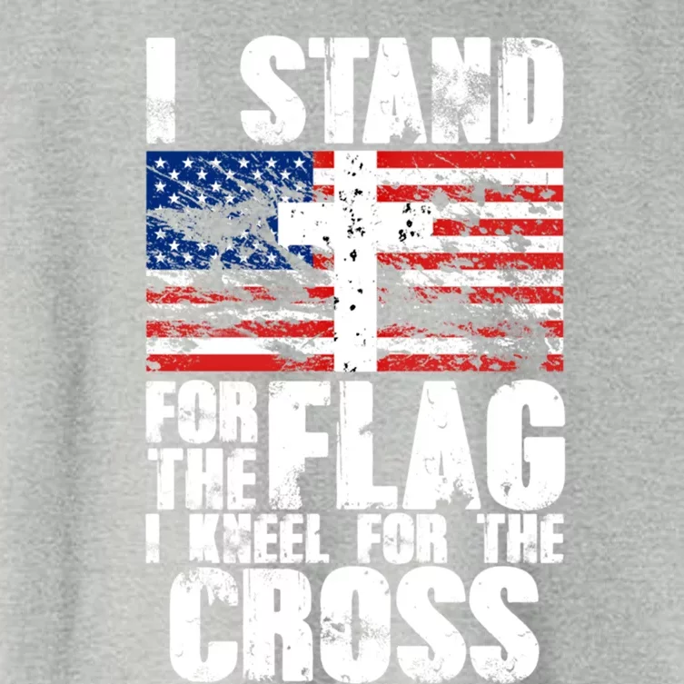 I Stand For The National Anthem Cross Us Flag Cute Gift Women's Crop Top Tee