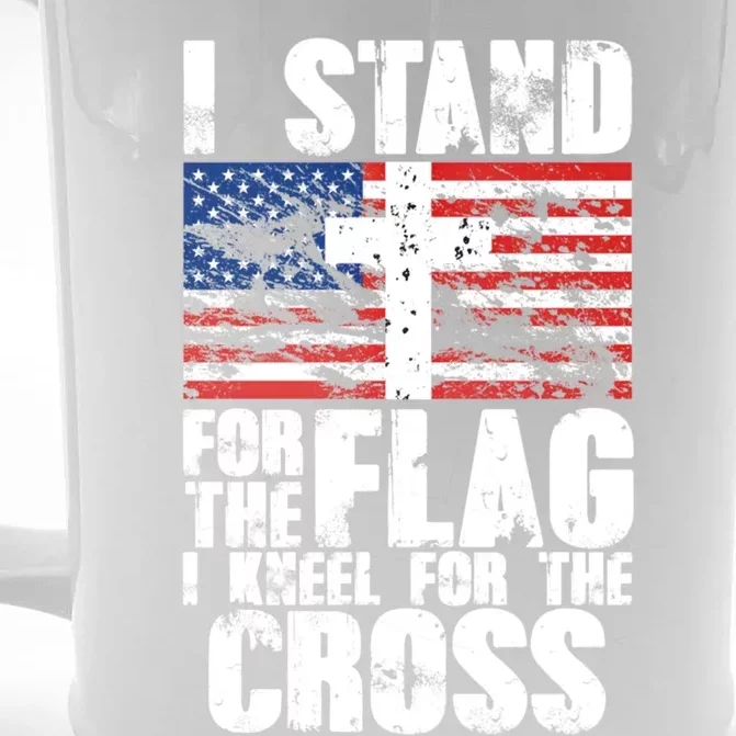 I Stand For The National Anthem Cross Us Flag Cute Gift Front & Back Beer Stein