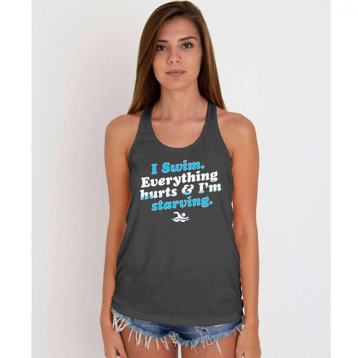 I Swim Funny Swimmer Quote Women's Knotted Racerback Tank