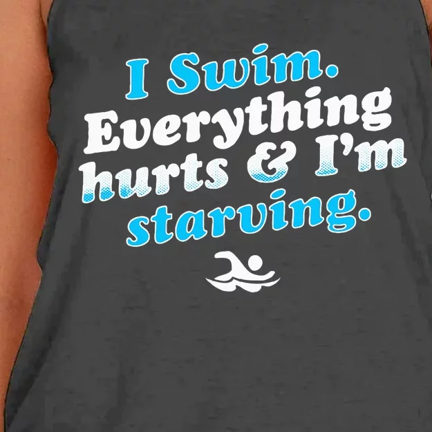 I Swim Funny Swimmer Quote Women's Knotted Racerback Tank