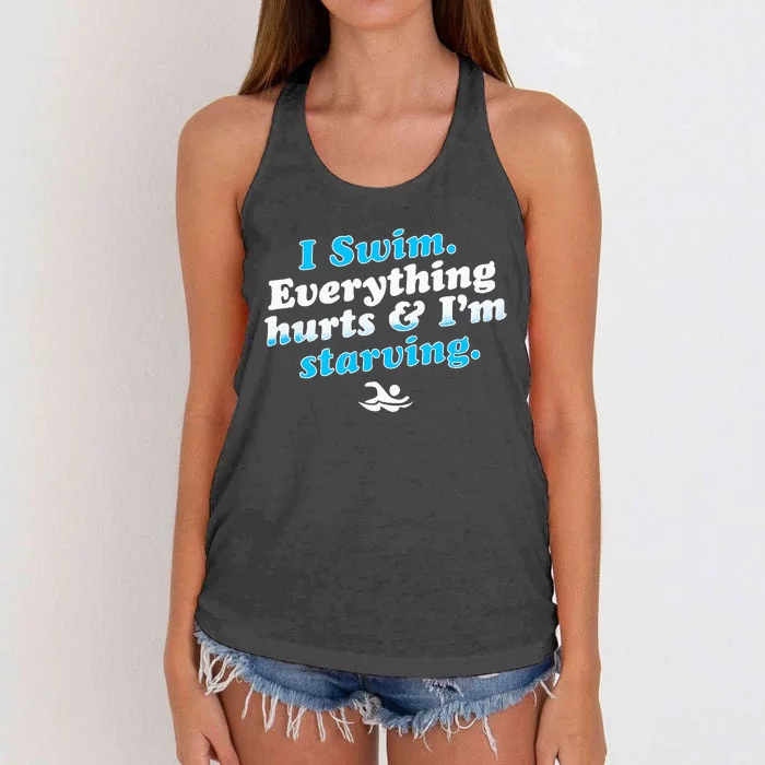 I Swim Funny Swimmer Quote Women's Knotted Racerback Tank