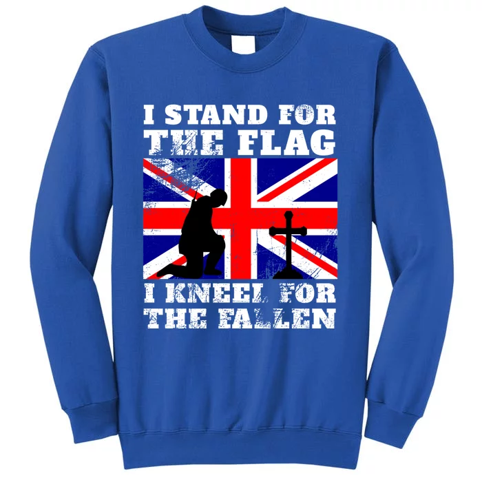 I Stand For The Flag I Kneel For The Fallen Union Jack Cool Gift Tall Sweatshirt