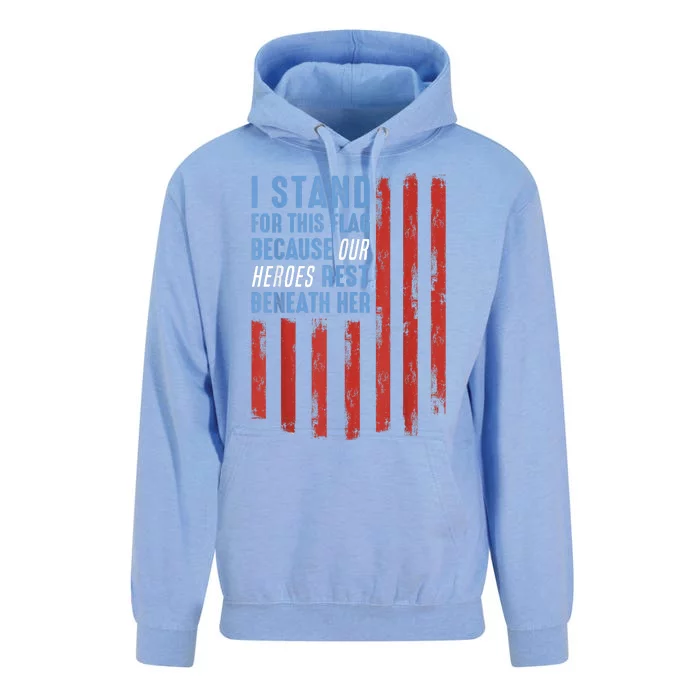 I Stand For This Flag Because Our Heroes Rest Beneath Her Unisex Surf Hoodie