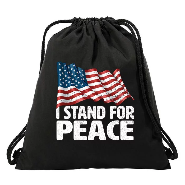 I Stand For Peace Usa American Flag Drawstring Bag