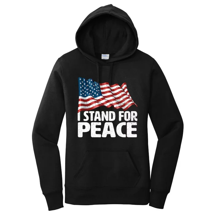 I Stand For Peace Usa American Flag Women's Pullover Hoodie