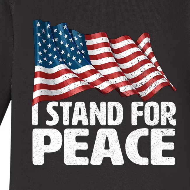 I Stand For Peace Usa American Flag Baby Long Sleeve Bodysuit