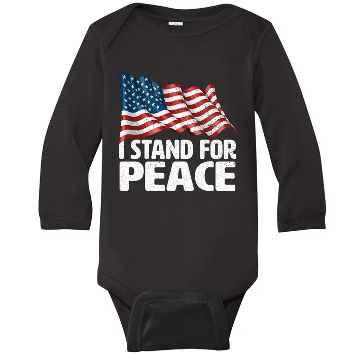 I Stand For Peace Usa American Flag Baby Long Sleeve Bodysuit