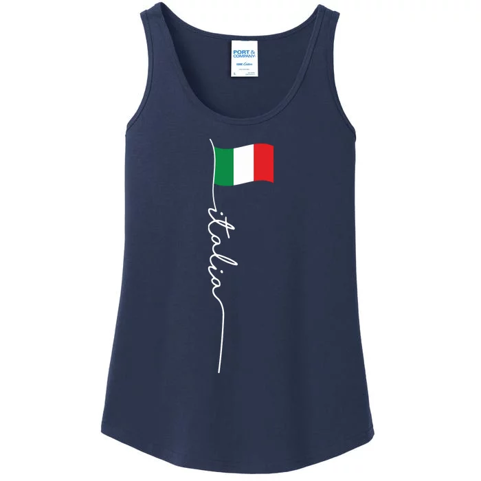 Italy Signature Flag Pole Elegant Patriotic Italian Flag Ladies Essential Tank