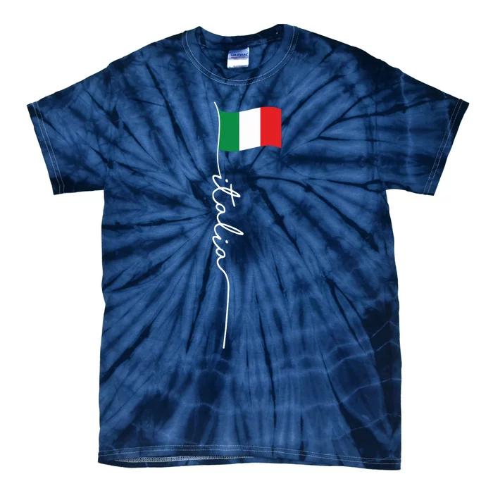 Italy Signature Flag Pole Elegant Patriotic Italian Flag Tie-Dye T-Shirt