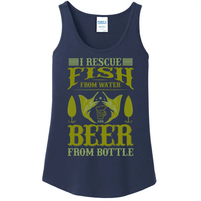 I save fish from the water and beer from bottles Ladies Essential Tank