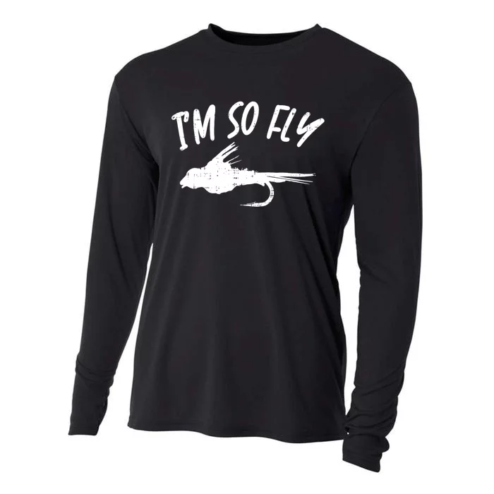 Im So Fly Bass Trout Fishing Angling Fisherman Angler Gift Cooling Performance Long Sleeve Crew