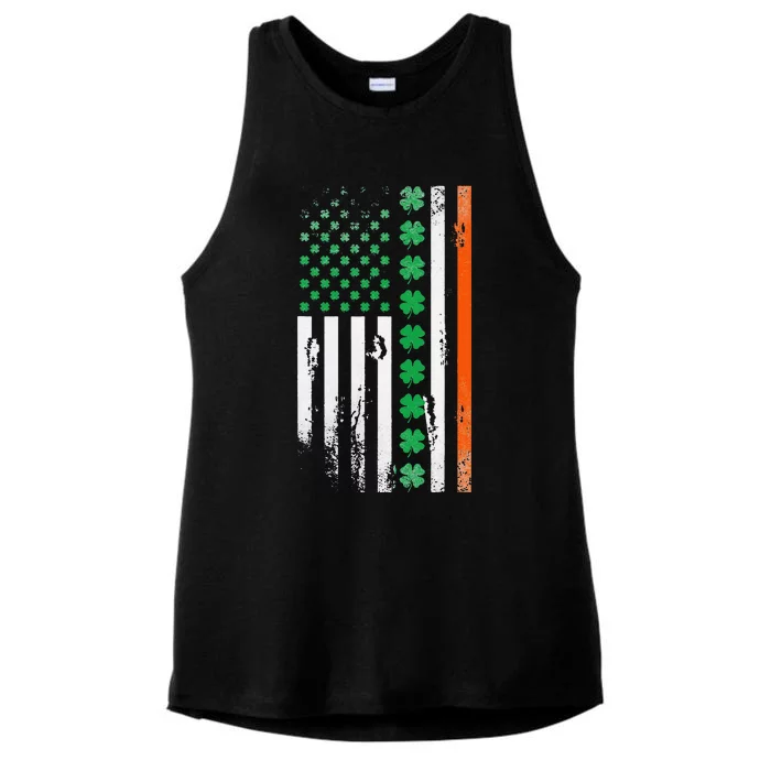 Ireland Shamrock Flag Saint Patricks Day Irish American Flag Ladies Tri-Blend Wicking Tank