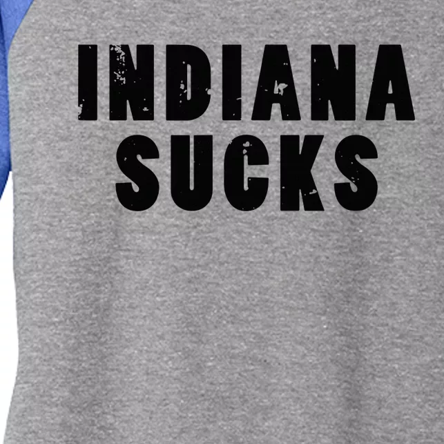 Indiana Sucks Funny State Rivalry Women's Tri-Blend 3/4-Sleeve Raglan Shirt