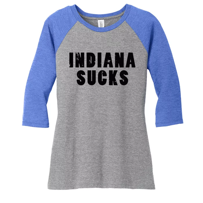 Indiana Sucks Funny State Rivalry Women's Tri-Blend 3/4-Sleeve Raglan Shirt