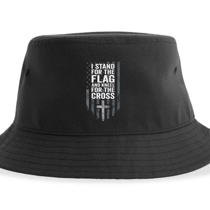 I Stand For The Flag And Kneel For The Cross Sustainable Bucket Hat