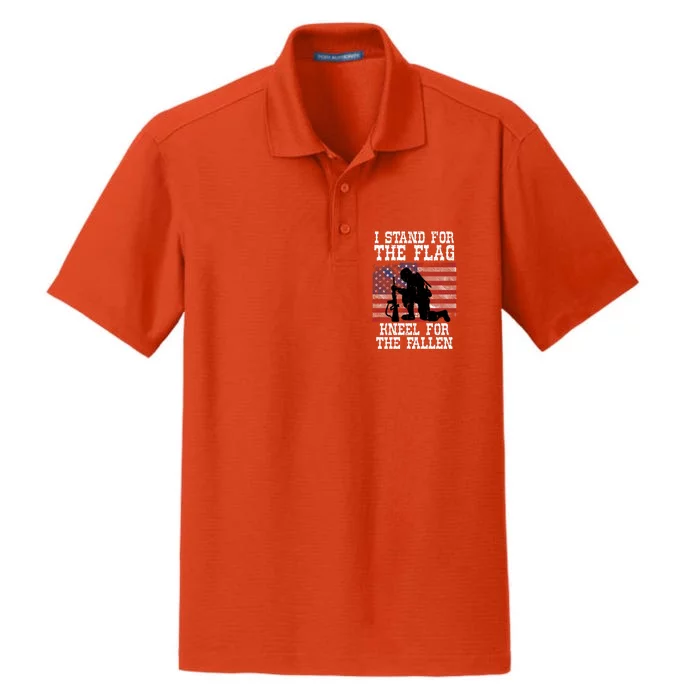 I Stand For The Flag Knee For Fallen Soldier Memorial Day Gift Dry Zone Grid Performance Polo