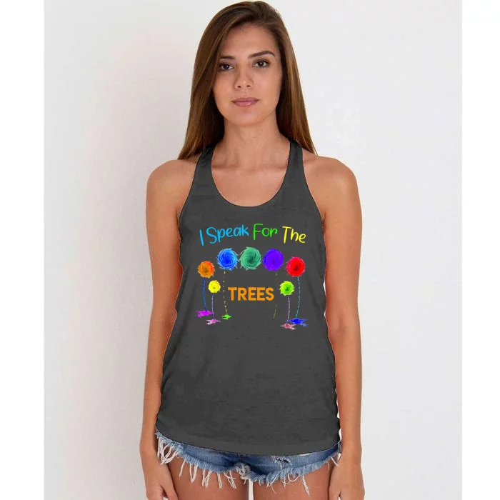 I Speak For Trees Earth Day Save Earth Inspiration Hippie Women's Knotted Racerback Tank