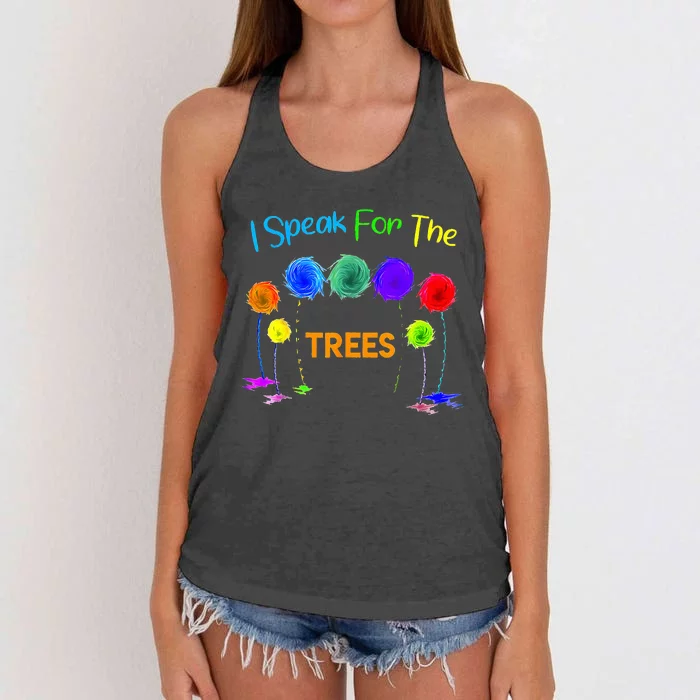 I Speak For Trees Earth Day Save Earth Inspiration Hippie Women's Knotted Racerback Tank