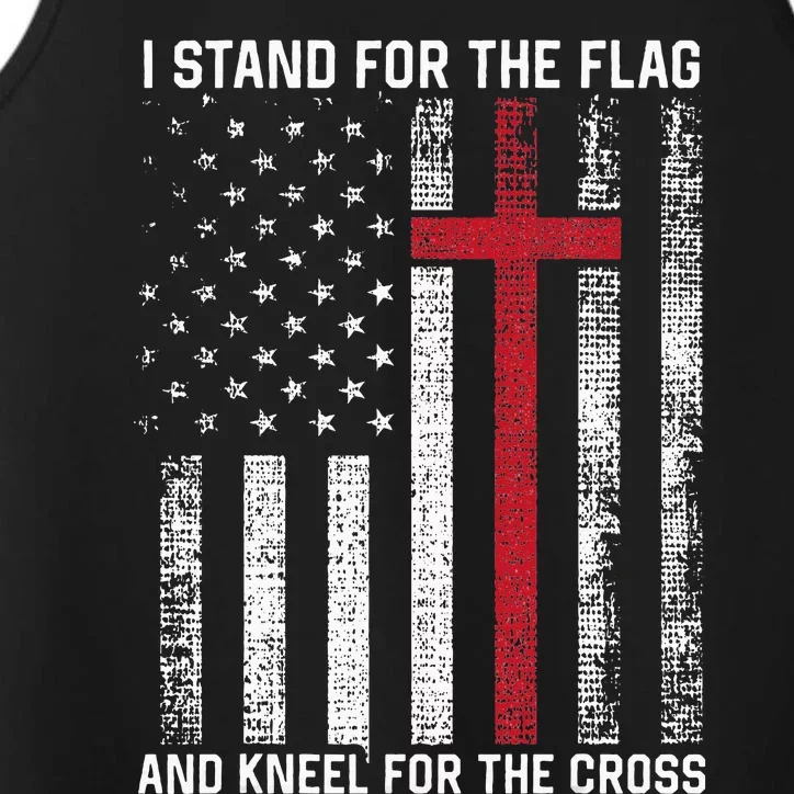 I Stand for the Flag and Kneel for the Cross USA Christian Performance Tank