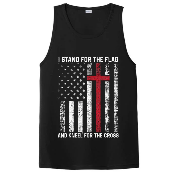 I Stand for the Flag and Kneel for the Cross USA Christian Performance Tank